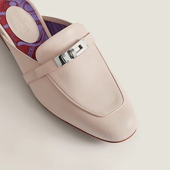 NWT RARE Hermes SS22 Oz Mule - Blanc Poros/Light Pink 37 Kelly Loafer